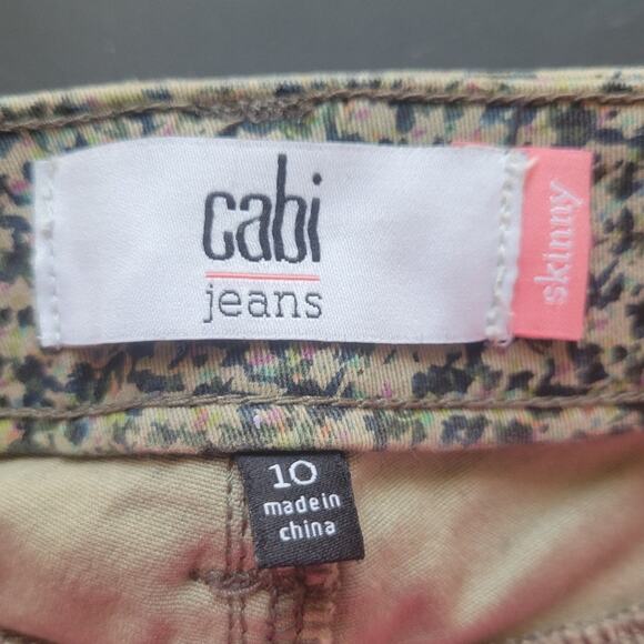 Cabi Size 10 "Ditzy" Abstract Floral Gteen Skinny Jeans - Picture 6 of 7